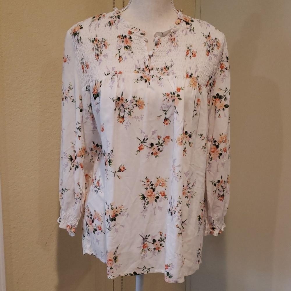 Cynthia Rowley floral popover  top Sz M